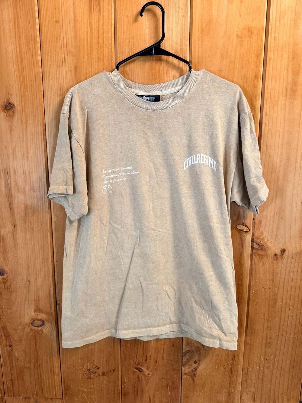 Civil Regime Roses From Concrete Acid Washed Beige T-Shirt
